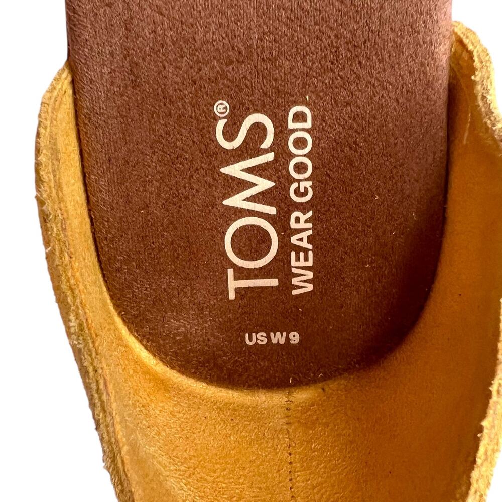 TOMS Laila Cork Platform Sandal in Yellow Suede Ankle Strap 3" Heel Womens Sz. 9 - Picture 16 of 16